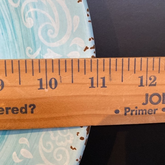 Cynthia Rowley MELAMINE Dinner Plate Teal Blue Medallion Rustic Tuscany TWO (2) - Picture 5 of 6